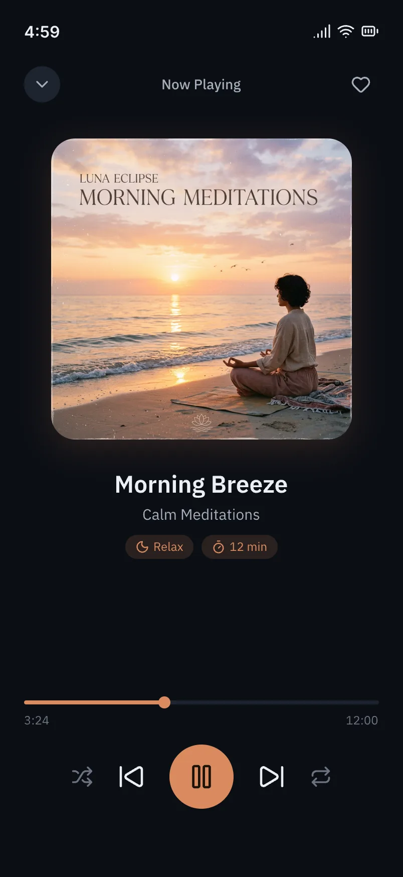 Экран My Relax с подборкой звуков для сна